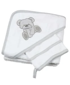 KINOUSSES Set De Bain Bébé Blanc Éponge