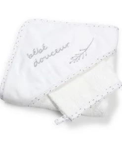 KINOUSSES Set De Bain Bébé Blanc Éponge