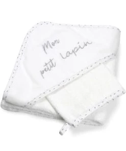 KINOUSSES Set De Bain Bébé Blanc Éponge