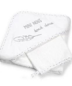 KINOUSSES Set De Bain Bébé Blanc Éponge