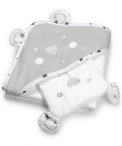KINOUSSES Set De Bain Bébé Gris Éponge