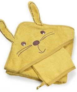 KINOUSSES Set De Bain Bébé Moutarde Éponge