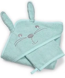 KINOUSSES Set De Bain Bébé Vert D'eau Éponge