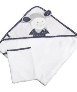 Sauthon Sortie De Bain 75x75cm Et Son Gant En Coton Blanc