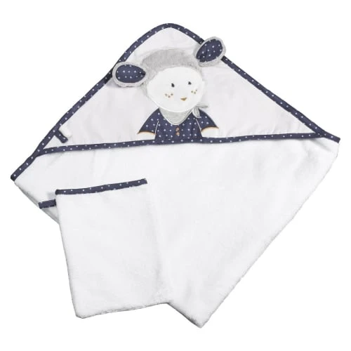 Sauthon Sortie De Bain 75x75cm Et Son Gant En Coton Blanc 1 Sauthon Sortie De Bain 75x75cm Et Son Gant En Coton Blanc