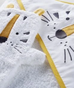 Maisons Du Monde Sortie De Bain Bébé En Coton Blanc Avec Tête De Tigre Jaune Moutarde Et Noire -Bloom-boutique sortie de bain bebe en coton blanc avec tete de tigre jaune moutarde et noire 1000 5 31 206589 2