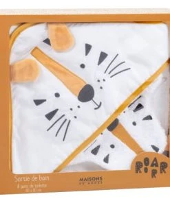 Maisons Du Monde Sortie De Bain Bébé En Coton Blanc Avec Tête De Tigre Jaune Moutarde Et Noire -Bloom-boutique sortie de bain bebe en coton blanc avec tete de tigre jaune moutarde et noire 1000 5 31 206589 7