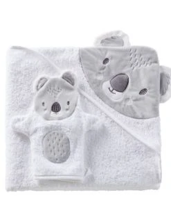 Maisons Du Monde Sortie De Bain Bébé En Coton Blanc Et Gris 100x100