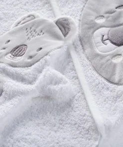 Alternative view of Maisons Du Monde Sortie De Bain Bébé En Coton Blanc Et Gris 100x100