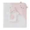 Maisons Du Monde Sortie De Bain Bébé En Coton Blanche Avec Tête De Chat 80x80