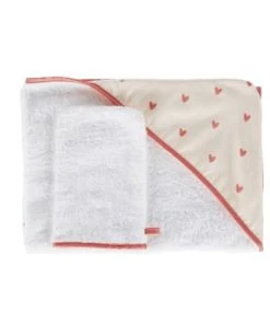 Maisons Du Monde Sortie De Bain Bébé En Gaze De Coton Bouclettes Et Broderie Rose Et écrues