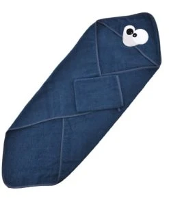 Home Maison Sortie De Bain Et Gant Enfant Pingou Coton Bleu 75x75