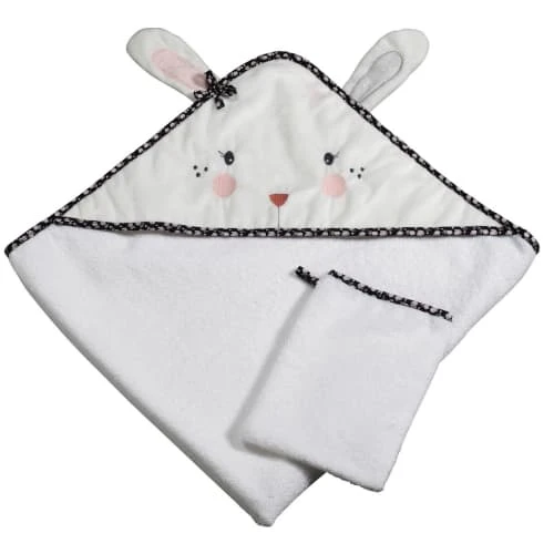 Sauthon Sortie De Bain Lapin 75x75cm Et Gant En Coton Polyuréthane Blanc 1 Sauthon Sortie De Bain Lapin 75x75cm Et Gant En Coton Polyuréthane Blanc