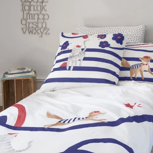 Carré Blanc Taie D'oreiller Carrée Réversible Coton Biologique Chat 64 X 64 Cm 3 Carré Blanc Taie D'oreiller Carrée Réversible Coton Biologique Chat 64 X 64 Cm – Image 3