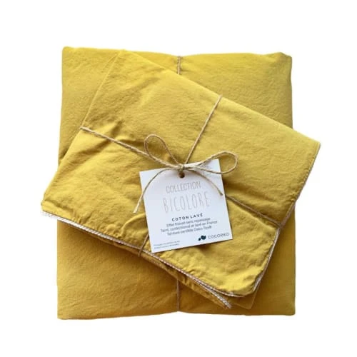 Cocoeko Taie D'oreiller Coton Lavé Moutarde (65 X 65cm) 1 Cocoeko Taie D'oreiller Coton Lavé Moutarde (65 X 65cm)