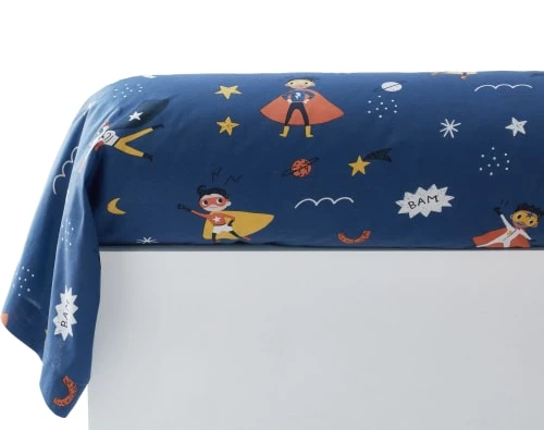 Becquet Taie D'oreiller Enfant 43x140 Bleue En Coton 1 Becquet Taie D'oreiller Enfant 43x140 Bleue En Coton