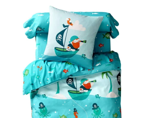 Becquet Taie D'oreiller Enfant 65x65 Bleu En Coton 2 Becquet Taie D'oreiller Enfant 65x65 Bleu En Coton – Image 2