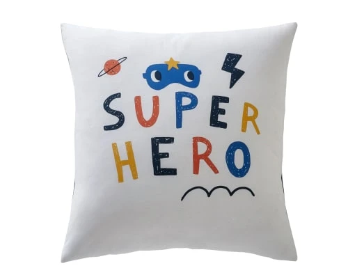 Becquet Taie D'oreiller Enfant Réversible 63x63 Bleue En Coton 1 Becquet Taie D'oreiller Enfant Réversible 63x63 Bleue En Coton