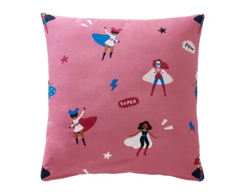 Becquet Taie D'oreiller Enfant Réversible 63x63 Rose En Coton 2 Becquet Taie D'oreiller Enfant Réversible 63x63 Rose En Coton – Image 2