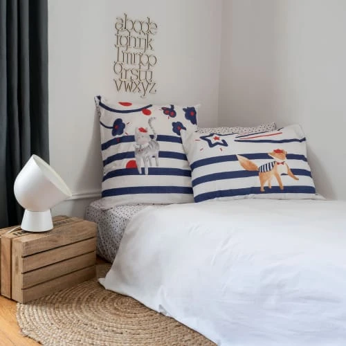 Carré Blanc Taie D'oreiller Rectangulaire Réversible Coton Biologique Renard 50 X 3 Carré Blanc Taie D'oreiller Rectangulaire Réversible Coton Biologique Renard 50 X – Image 3