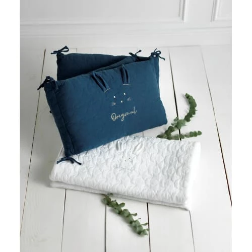 Sauthon Original Tour De Lit 140x19cm En Coton Bleu Nuit 5 Sauthon Original Tour De Lit 140x19cm En Coton Bleu Nuit – Image 5