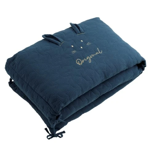 Sauthon Original Tour De Lit 140x19cm En Coton Bleu Nuit 1 Sauthon Original Tour De Lit 140x19cm En Coton Bleu Nuit