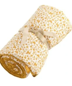 Bloom-boutique -Bloom-boutique tour de lit 190x40 cm en coton jaune fonce 1