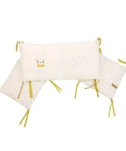 Home Maison Tour De Lit Bébé Leafy Bunny En Coton Ecru 30x180
