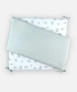 Noukie's Tour De Lit Mousseline De Coton Bio écru Et Sauge -Bloom-boutique tour de lit mousseline de coton bio ecru et sauge 3