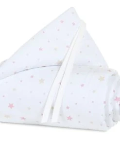 Babybay Tour De Lit Piqué Pour Berceaux Cododo Blanc étoiles Sable Et Roses