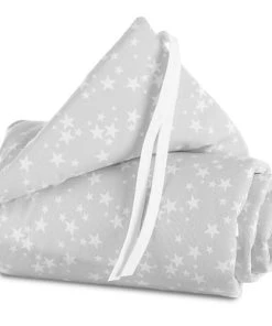 Babybay Tour De Lit Piqué Pour Berceaux Cododo Gris étoiles Blanches