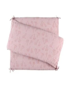 Noukie's Tour De Lit Respirant Rose Motif Girafes (lits 60x120 / 70x140 Cm)