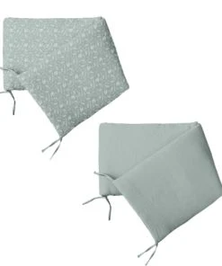 Home Maison Tour De Lit Réversible Esprit Nature Coton Vert Menthe 180 X 40